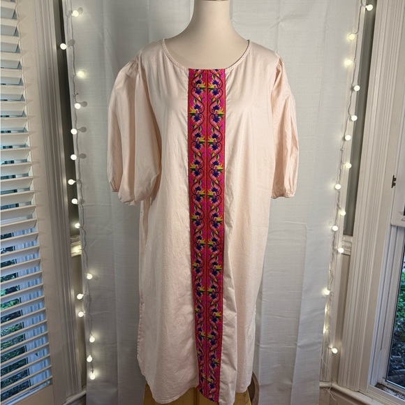 Pitusa Pink and Purple Sheath Dress with Puff Sleeves minus the Sash - Picture 1 of 7